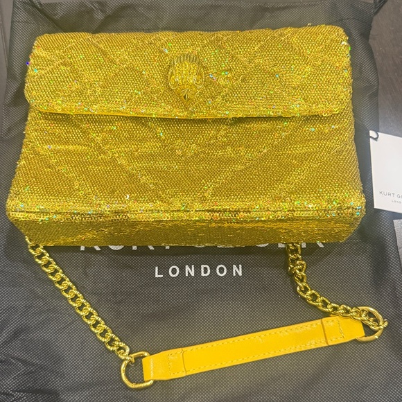 Kurt Geiger Gold Sequin Shoulder Bag - Picture 3 of 11